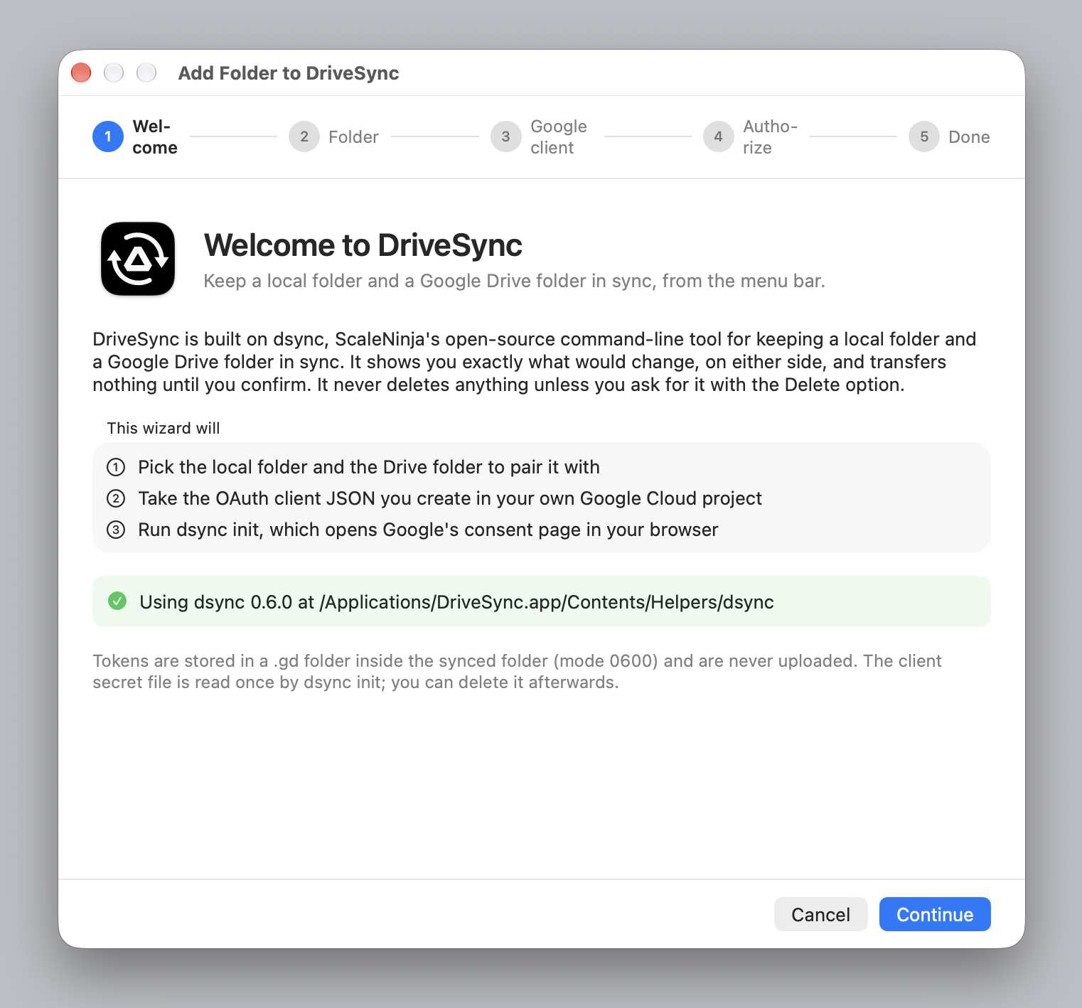The first screen of the Add Folder wizard, explaining what the wizard will do.