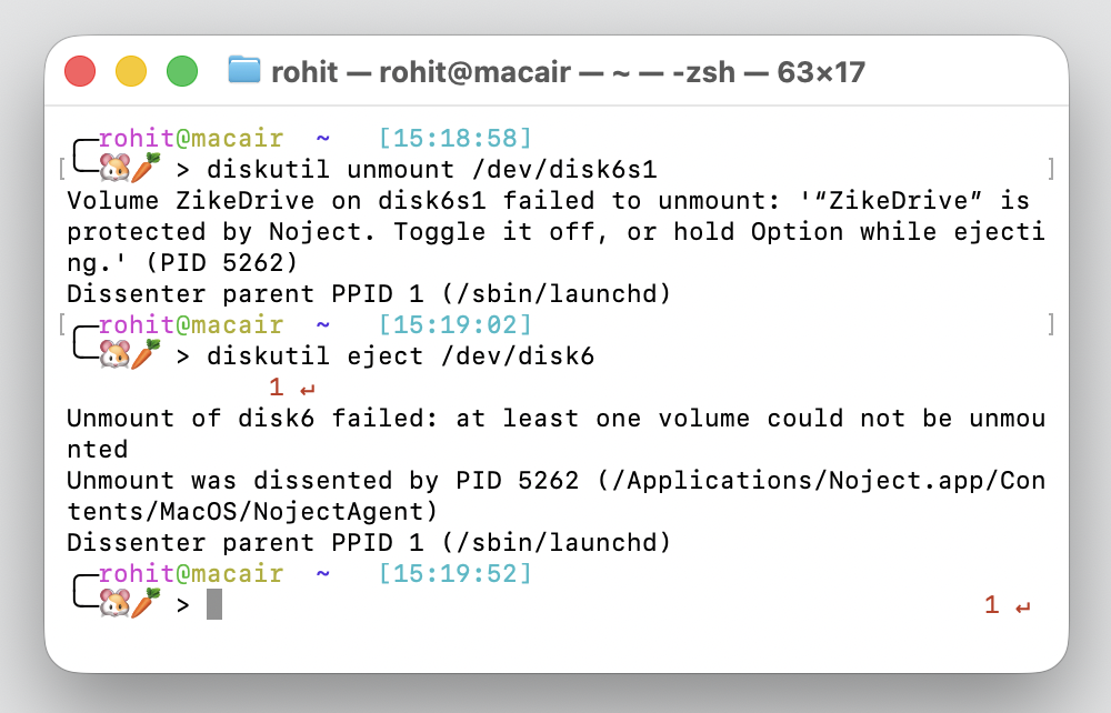 Eject blocked by Noject