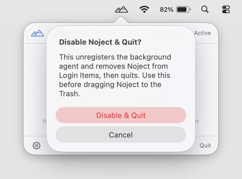 Noject disable & uninstall
